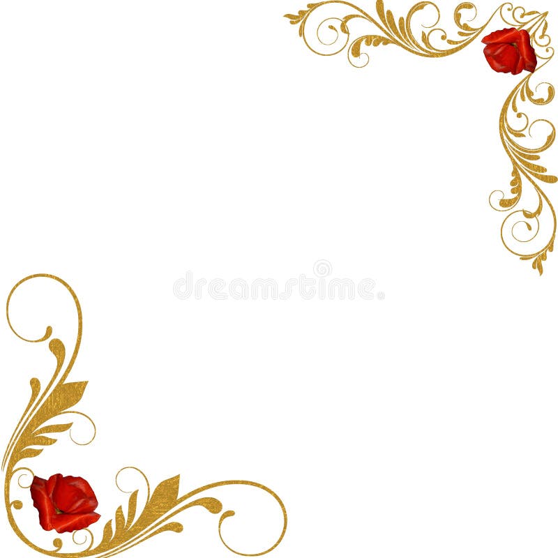 Rotes Rosegolddekorative Ecken