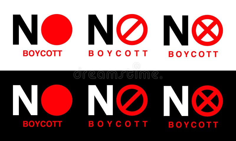 Vector and illustration: Boycott red sign on black and white background. Vector and illustration: Boycott red sign on black and white background.