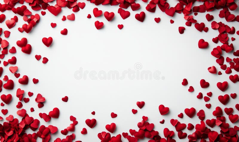 Rotherz Konfetti Hintergrund für Valentinstag oder Feiern isoliert auf einem transparenten oder weißen Stock Foto stockbild