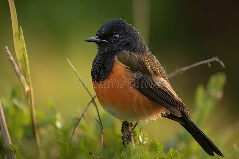 Rothottenvogel in Morgendämmerung glitzernde Federn stock abbildung