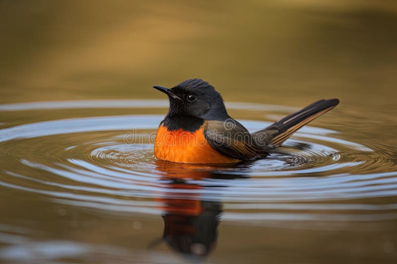 Rothotvogel im Wasserbecken stock abbildung