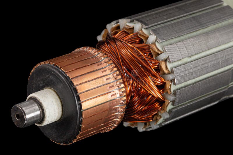 Rotor or of Anchor Electric Motor Closeup, Isolated on White Background