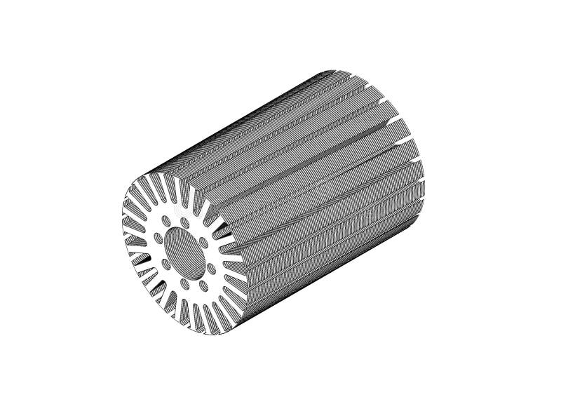 Rotor Lamination Sheet Package 3D Rendering Stock Illustration