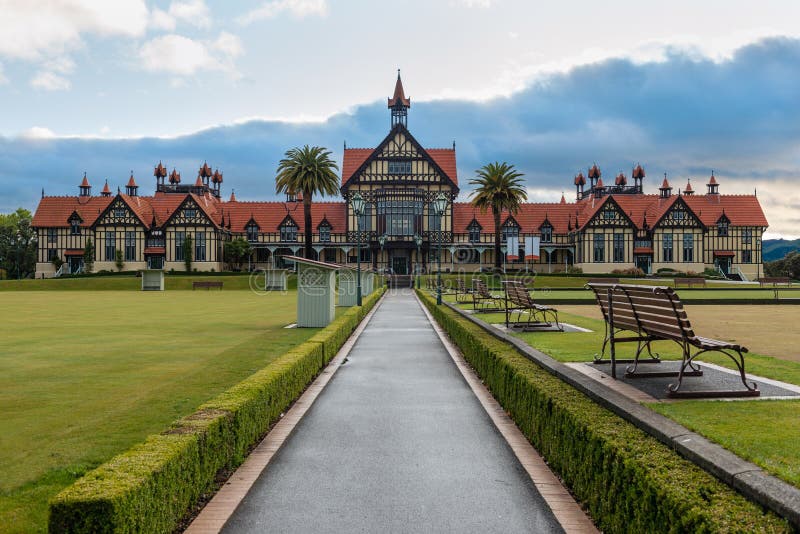 Rotorua Museum And Garden At Sunrise, New Zealand Stock Photo - Image ...
