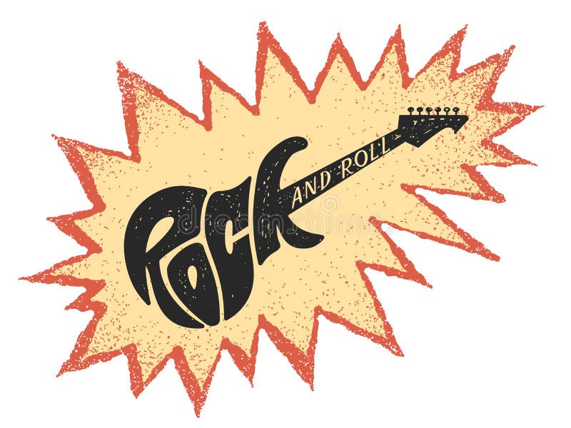 Rots - en - broodje Het van letters voorzien in vorm van elektrische gitaar royalty-vrije illustratie Rots - en - broodje Het van letters voorzien in vorm van elektrische gitaar royalty-vrije illustratie