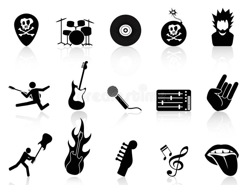 Rots - en - de pictogrammen van de broodjesmuziek stock illustratie Rots - en - de pictogrammen van de broodjesmuziek stock illustratie