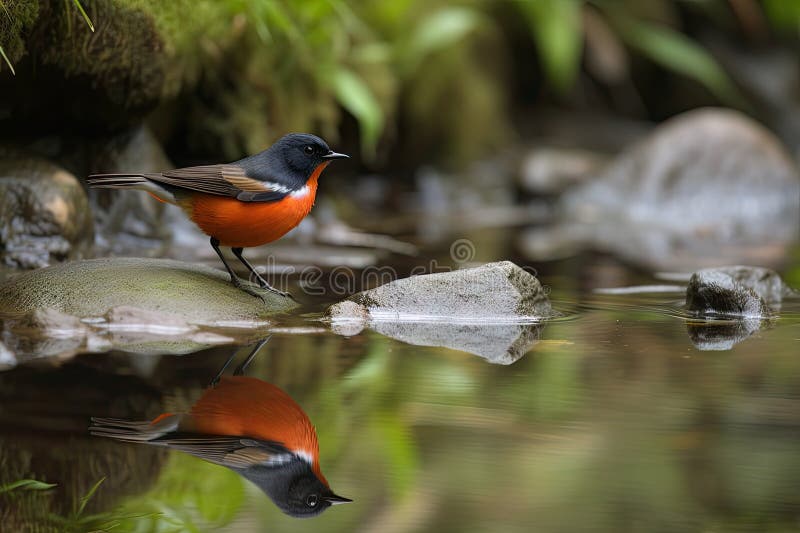 Rotstarbvogel, flach, mit Reflektion sichtbar lizenzfreie abbildung