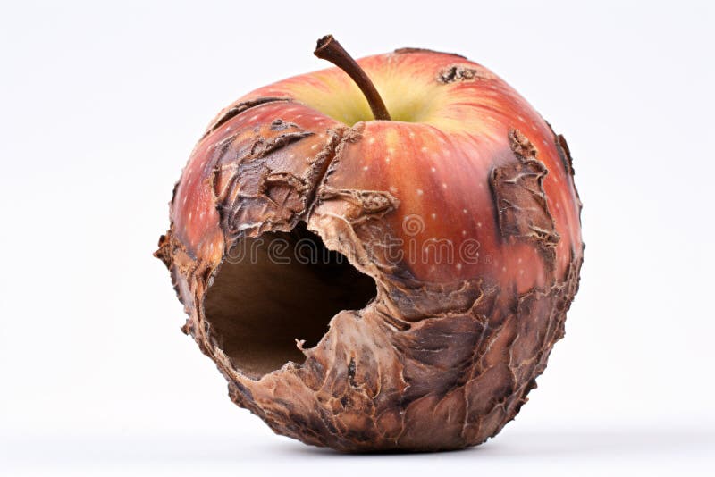 Rotten Apple Fruit with Hole on White Background Stock Illustration
