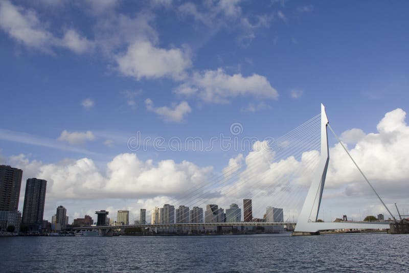 Rotterdam bridge Erasmusbrug stock photo