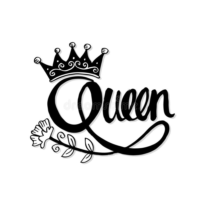 Vetor de Minha Rainha. My queen. Brazilian Portuguese Hand Lettering  Calligraphy For Mother's Day. Vector. do Stock