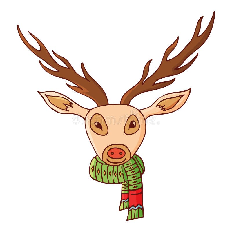 Rotwildkopf in einem Schal Traditionelles festliches Element für Weihnachtsdekoration lizenzfreie abbildung Rotwildkopf in einem Schal Traditionelles festliches Element für Weihnachtsdekoration lizenzfreie abbildung