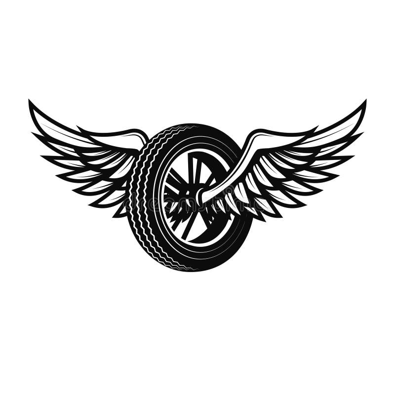 Roues Folles. Roue Moto Avec Des Ailes Isolées Sur Fond Blanc. Éléments De  Conception Pour Le Logo, L'étiquette, L'emblème, Le Signe. Clip Art Libres  De Droits, Svg, Vecteurs Et Illustration. Image 75492852