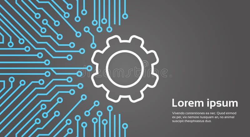 Roue de dent au-dessus de bannière de concept de système de centre de Chip Moterboard Background Network Data d'ordinateur illustration de vecteur Roue de dent au-dessus de bannière de concept de système de centre de Chip Moterboard Background Network Data d'ordinateur illustration de vecteur