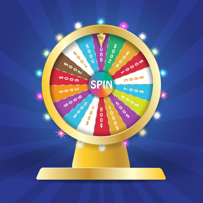 Roue de l'objet de la fortune 3d, roulette chanceuse dans le style plat de vecteur illustration de vecteur