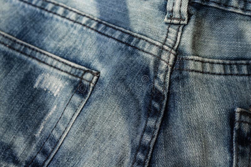 Rough Double Stitches on Jeans Close-up, Fashionable Shabby Denim ...