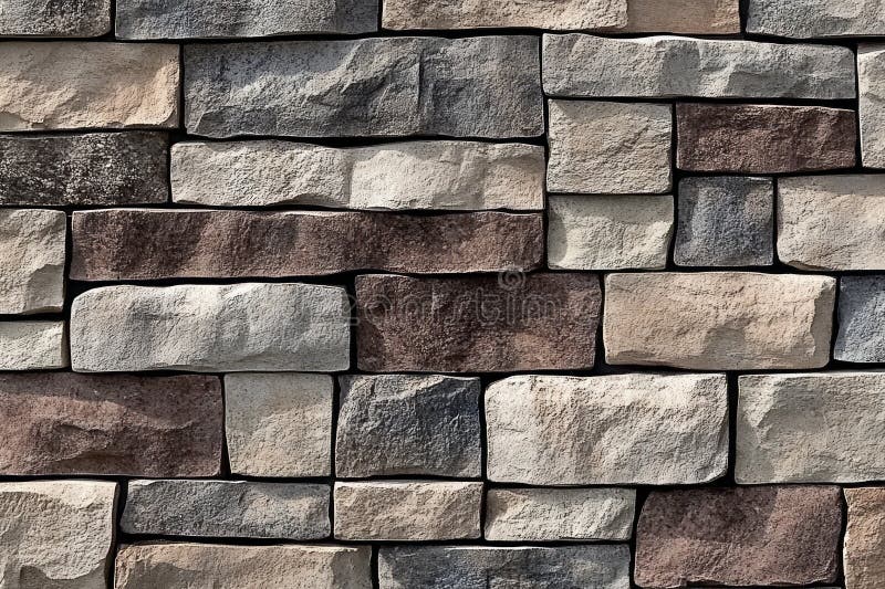 Stacked gray stone wall textured surface. AI image. Rough gray stones arranged to create rustic wall texture. Close-up view highlights natural patterns and rugged appearance. AI image AI generated