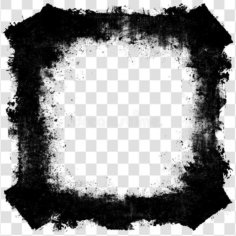 Rough Grunge Stencil Frame With Dirt Texture Border And Distressed Ink Spray Effect Isolated on a Transparent Background vector illustration