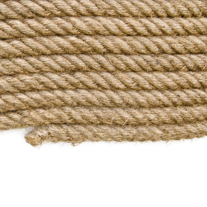 Rough Rope with Three Knots Isolated on a White Background Stock Image