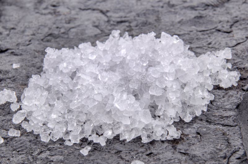 Rough Sea Salt on a Small Slate Stock Photo Image of pile, crystal