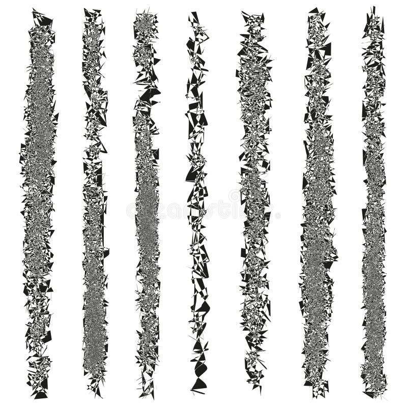 Rough stripe set. Vertical texture shape. Grunge line figure. Vector sketch form. vector illustration