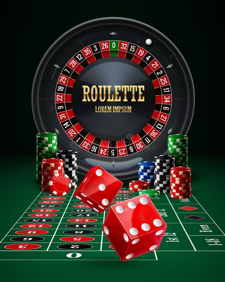 Roulette casino chips red dice realistic objects