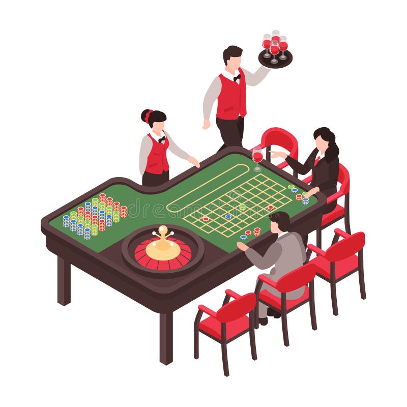 line casino roulette addiction funny game vector illustration