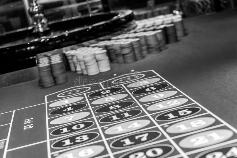 Roulette Table in Luxury Casino. Black and White Photo Stock Image