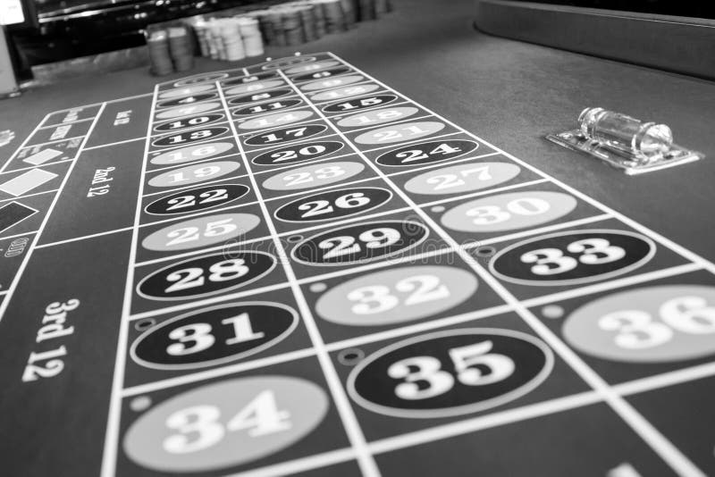 Roulette Table in Luxury Casino. Black and White Photo Stock Image