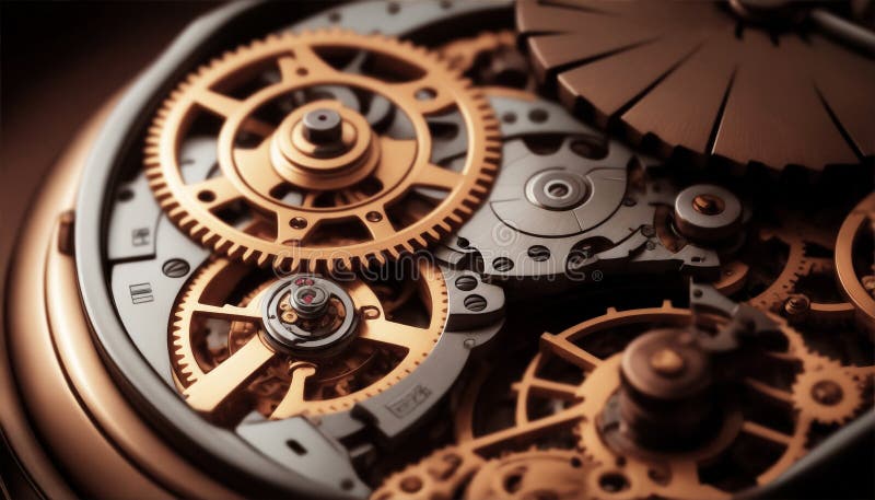 Roulettes mécaniques de montre. Macro fermer vue pf engrenages et cogs dans le mécanisme de surveillance de l'horloge