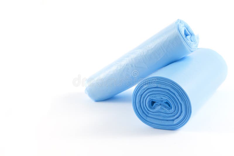 Disposable bags rolls on white background. Disposable bags rolls on white background