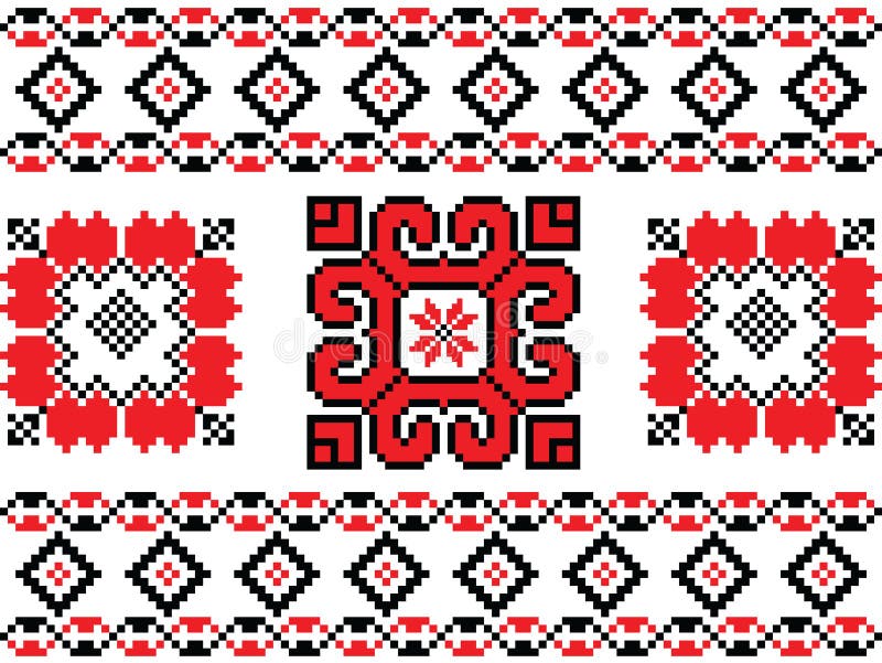 Roumain, Ukrainien, modèle sans couture de broderie rouge biélorusse illustration libre de droits Roumain, Ukrainien, modèle sans couture de broderie rouge biélorusse illustration libre de droits