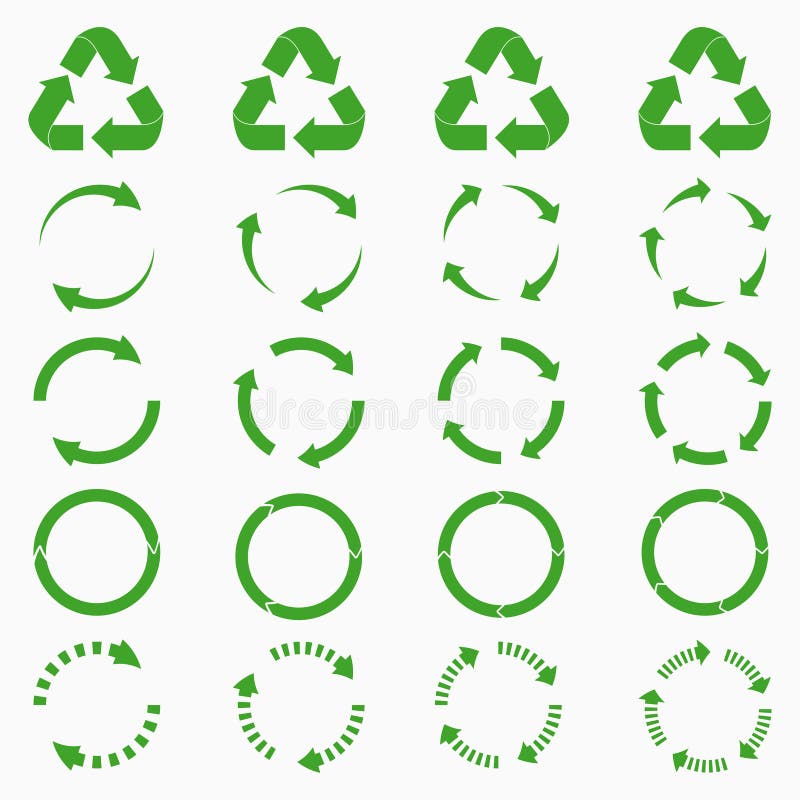 Round arrows set. Green circle recycle icons collections. Vector. royalty free illustration