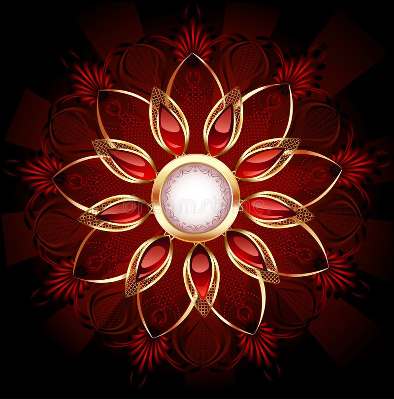 Round banner with abstract flower