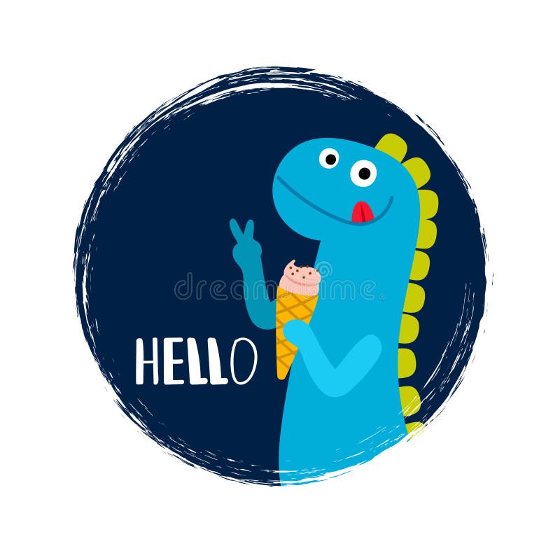Round banner with baby dinosaur stock illustration Round banner with baby dinosaur stock illustration