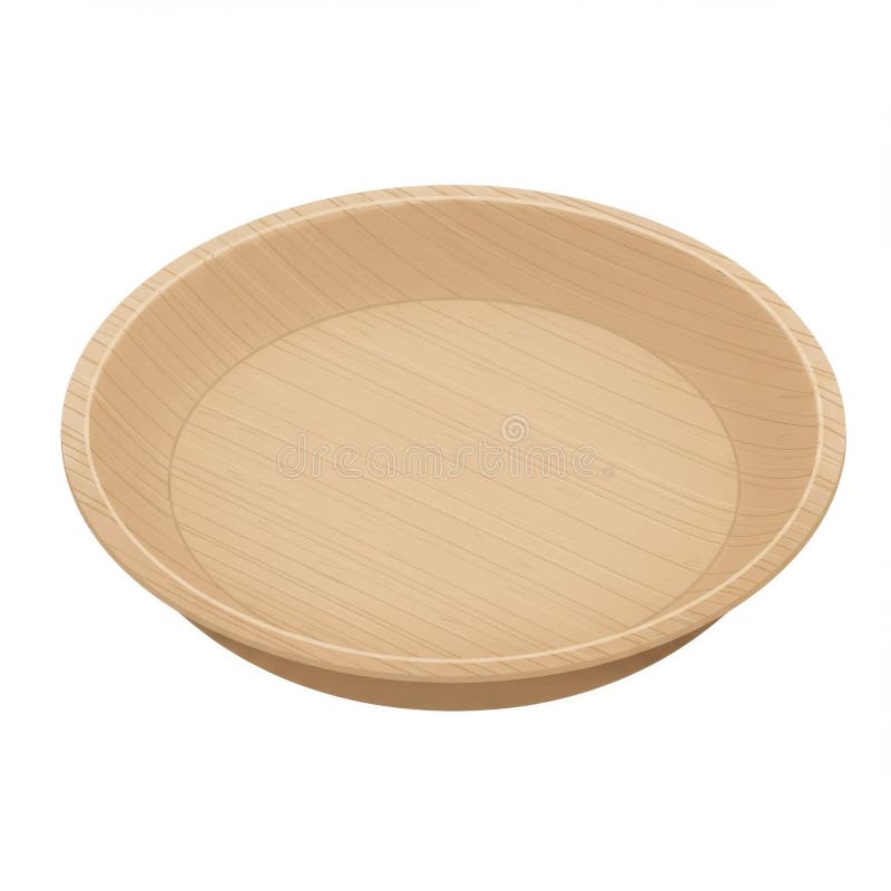 Round Beige Palm Leaf Disposable Plate vector illustration