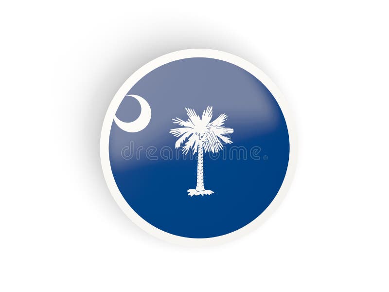 Round Bended Icon With Flag Of South Carolina United States Local