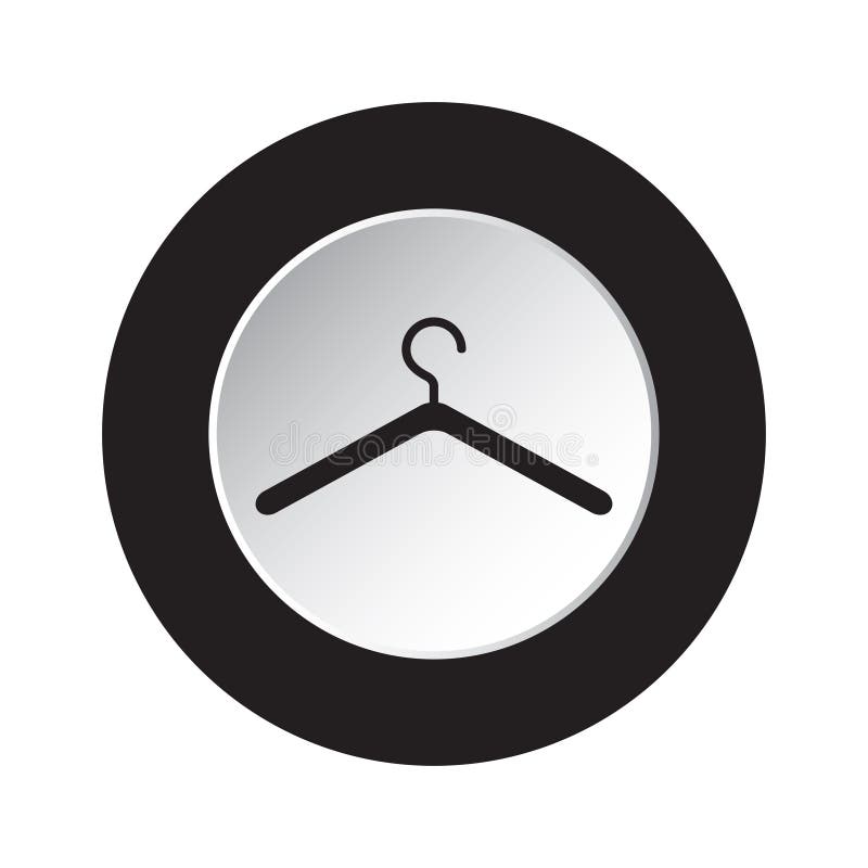 Round black and white button - clothes hanger icon stock illustration