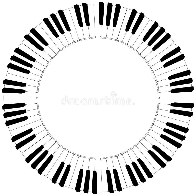 Round Black and White Piano Keyboard Frame Stock Vector Illustration