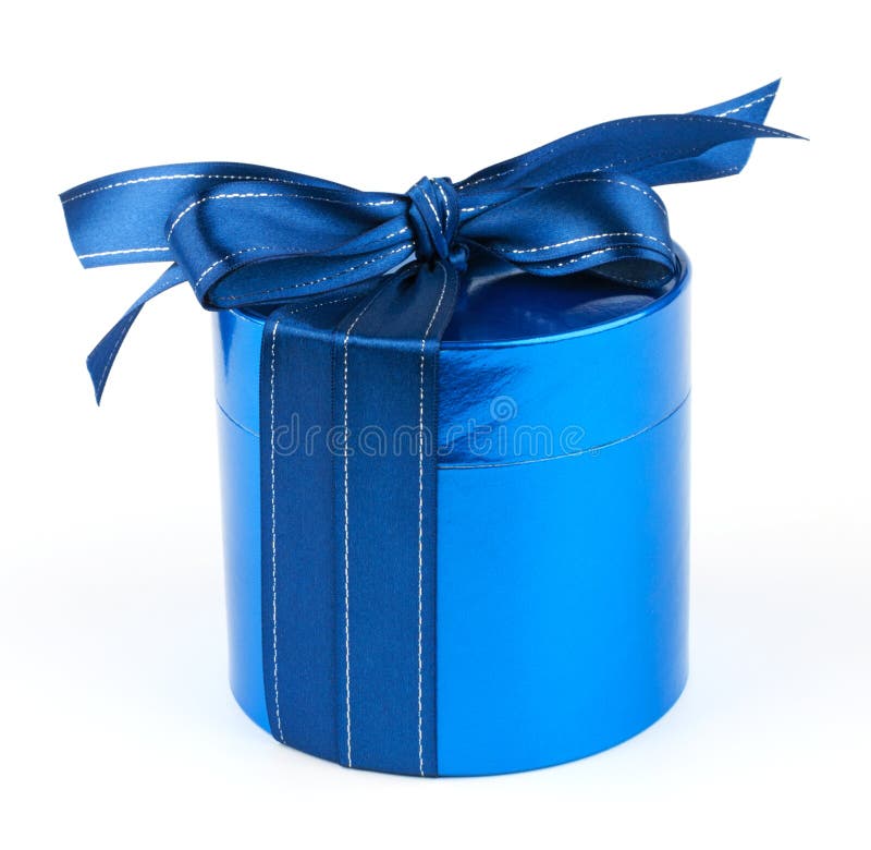 Round blue gift box stock image. Image of beautiful, ribbon 28928771