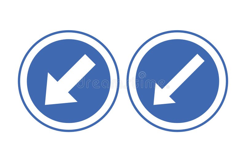 Round blue road sign. Obstacle avoidance sign on left side. Mandatory sign. Detour of obstacles located on the carriageway is stock illustration