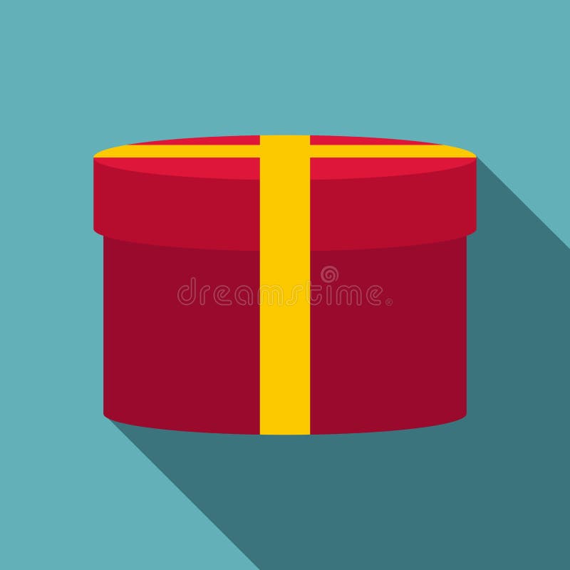 Round box icon, flat style stock vector. Illustration of christmas