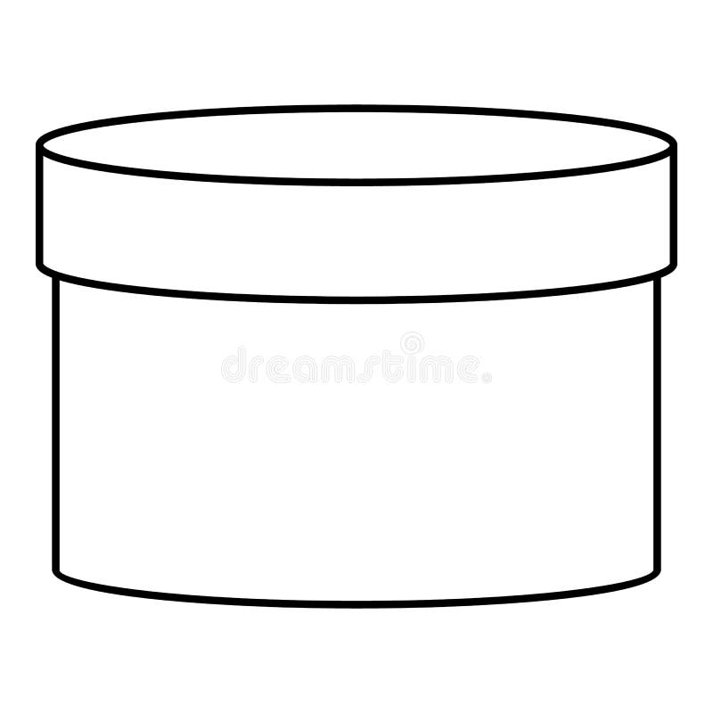 Round Box Icon, Outline Style Stock Vector Illustration of packaging
