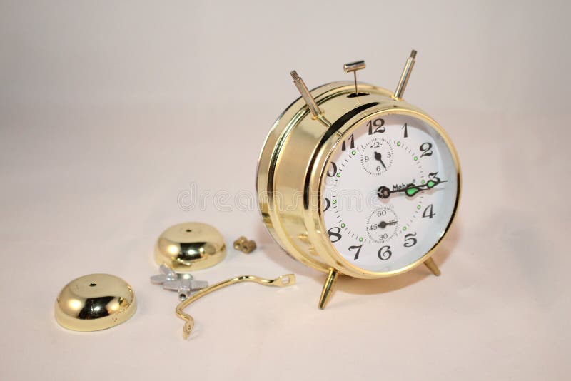 Round Brass And White Bell Alarm Clock Picture. Image 109909599