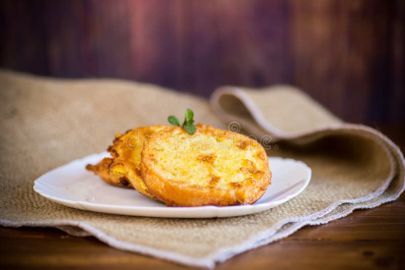 Round Bread Croutons Fried In Batter In A Plate Stock Image Image of