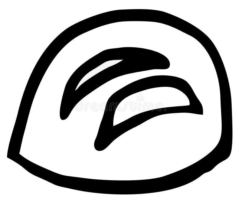 Round Bread Icon, Food Painted in Black and White on a White Background ...