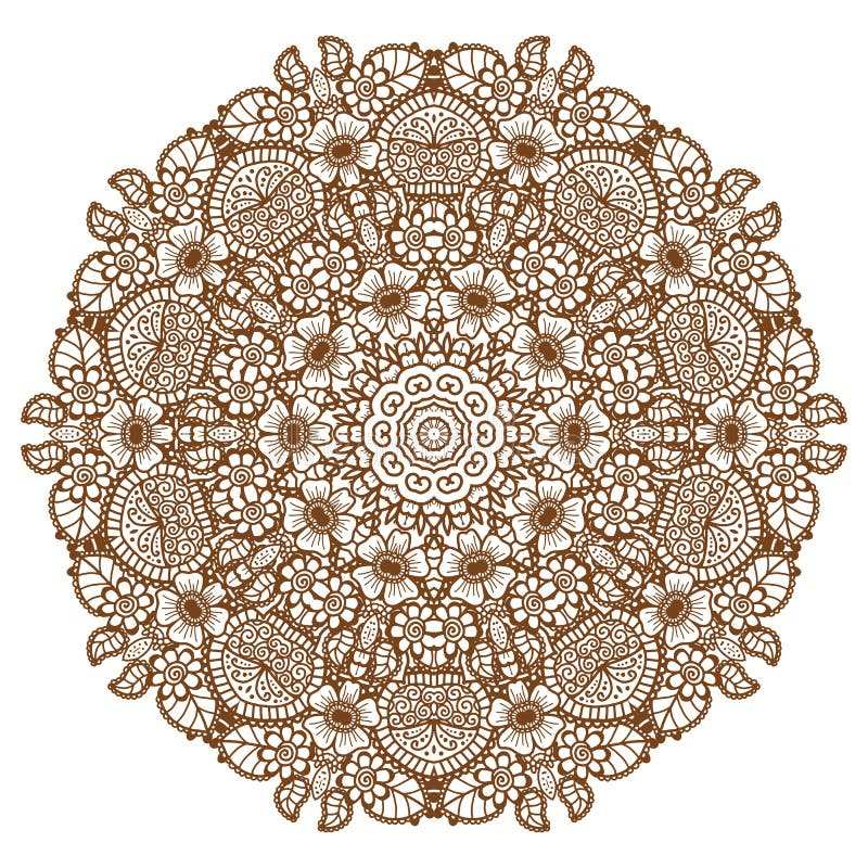 Download Round brown mandala. stock vector. Illustration of ...