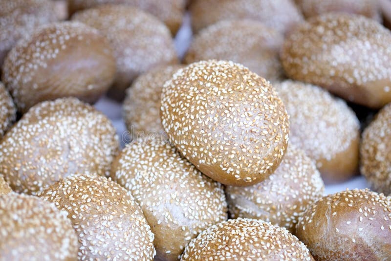 Round Buns with Sesame Seeds Stock Image Image of breakfast bakery Round Buns with Sesame Seeds Stock Image Image of breakfast bakery