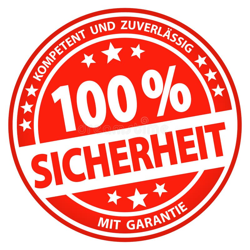 Round Business Button 100 Safety (german Stock Vector Illustration