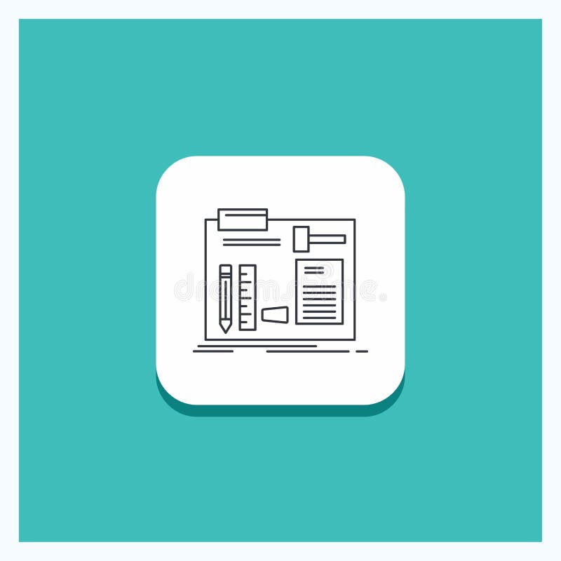 Round Button for Build, construct, diy, engineer, workshop Line icon Turquoise Background. Vector EPS10 Abstract Template background