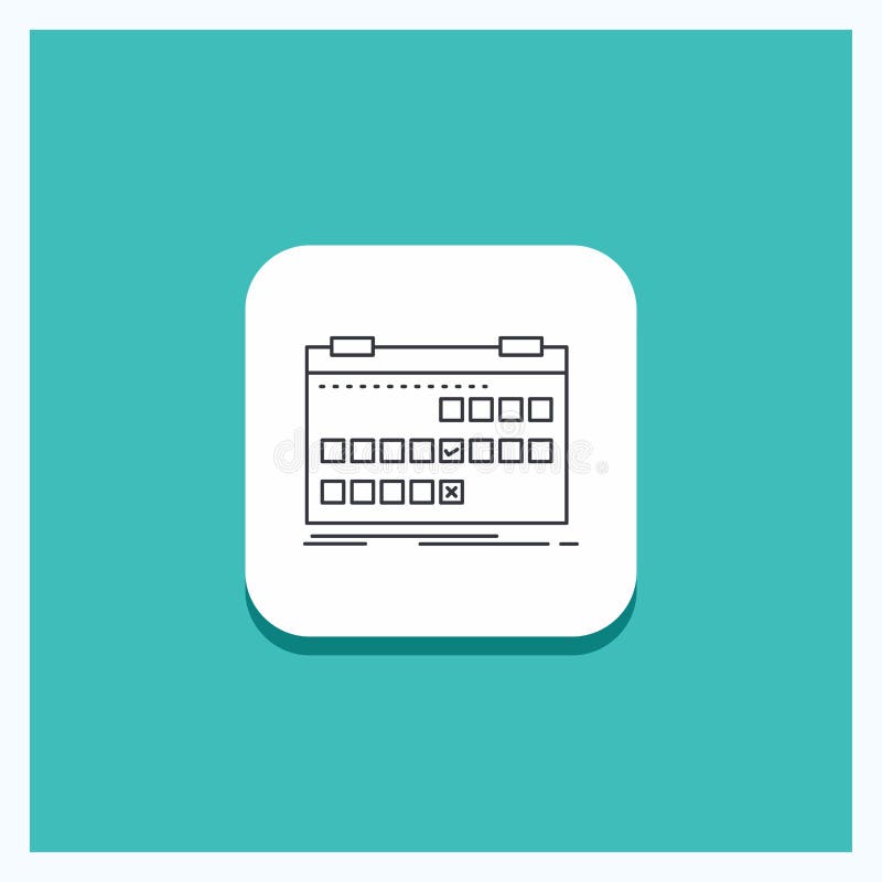 Round Button for Calendar, Date, Event, Release, Schedule Line Icon